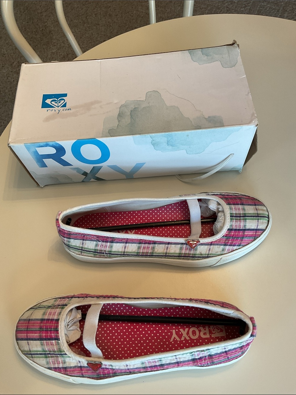 Roxy Girls Pink Plaid Slip-On Ballet Flats - Picture 4 of 5